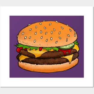 Meaty Classic Cheeseburger T Posters and Art